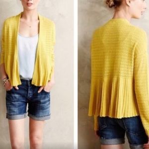 Anthropologie Moth Yellow Open Cardigan